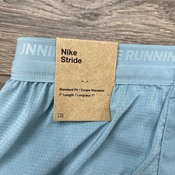Nike Running Shorts Sz XL Mens Dri Fit Stride 7" 2 in 1 Turquoise Teal $65 - Picture 6 of 11